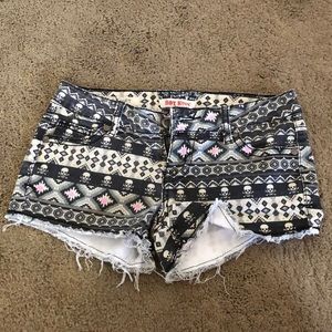 Booty shorts with skull print, festival wear